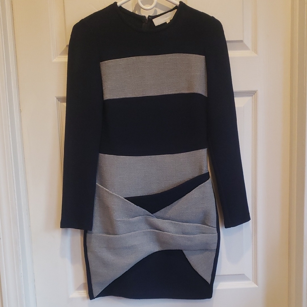 Thakoon Addition Navy and Gray Midi Dress